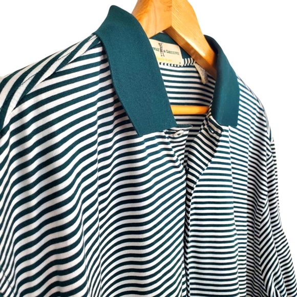 Fairway and Greene Striped Men's Polo Shirt. Hunter Green And White. LG - Picture 2 of 11